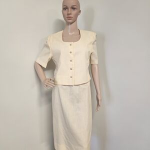 Tailored Cream Short-Sleeve Skirt Set